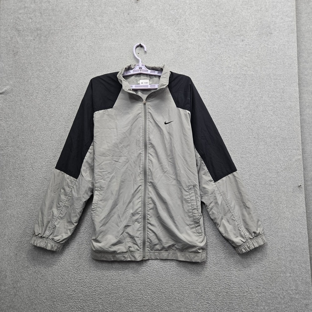 VINTAGE Nike Men Jacket M Gray Embroidered Colorblock Mini Swoosh Y2K Gray Tag